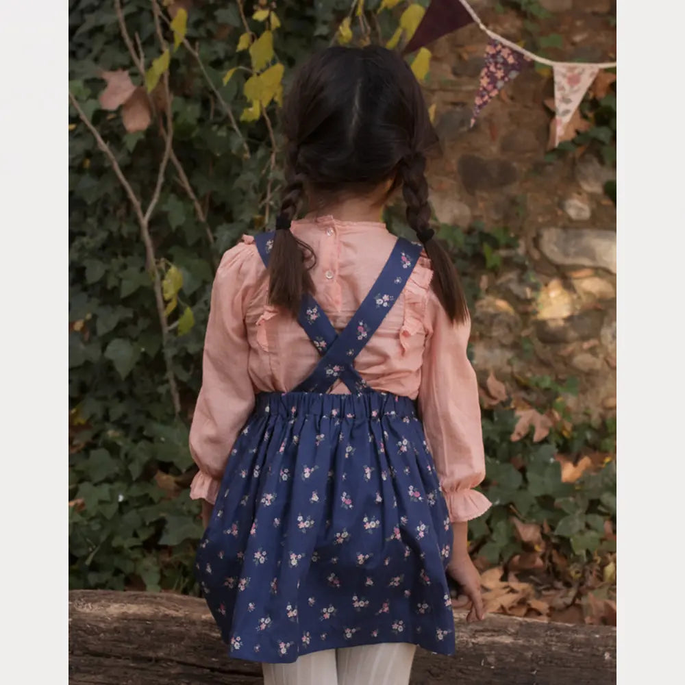 Early Sunday Annie Skirt For Girls - Ditsy Bouquet Navy