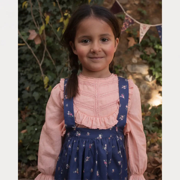 Early Sunday Annie Skirt For Girls - Ditsy Bouquet Navy