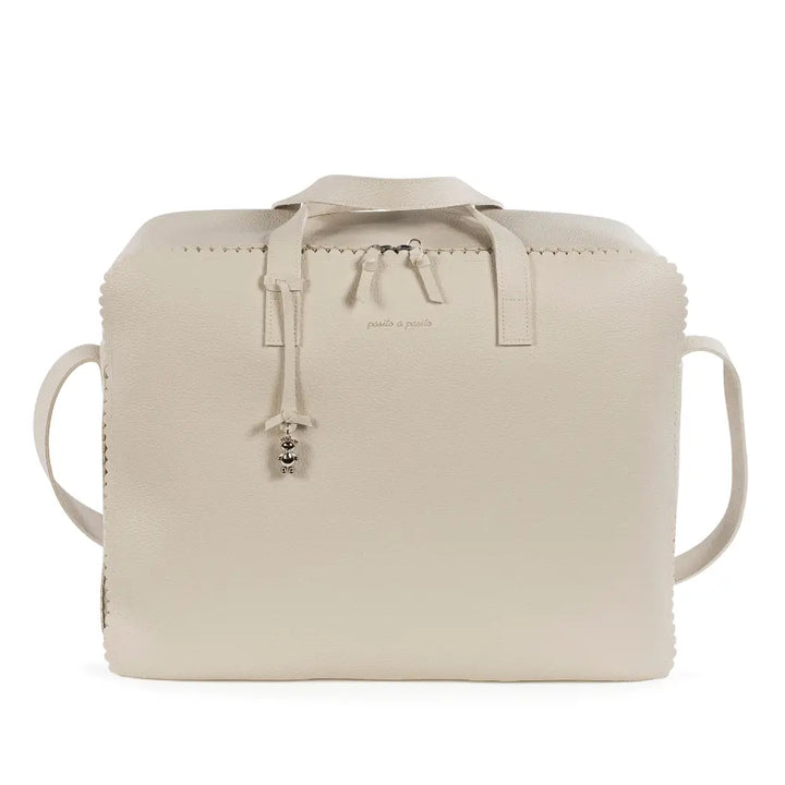 Pasito a Pasito Maternity Hospital Bag with Large Capacity, Water-Resistant Multi-Storage Organizer, Hand Handles &amp; Shoulder Straps, Icon Eco Leather - Cream