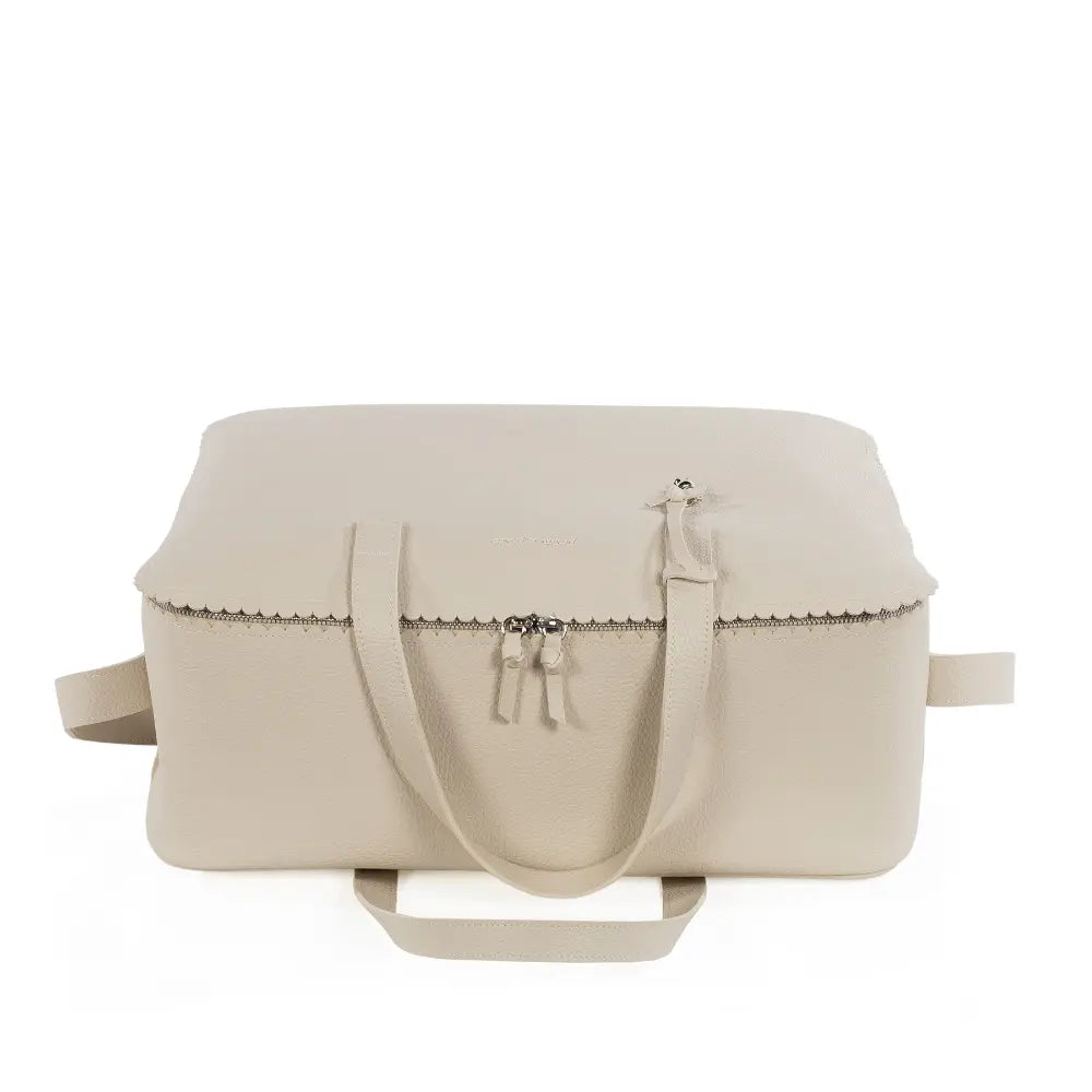 Pasito a Pasito Maternity Hospital Bag with Large Capacity, Water-Resistant Multi-Storage Organizer, Hand Handles &amp; Shoulder Straps, Icon Eco Leather - Cream