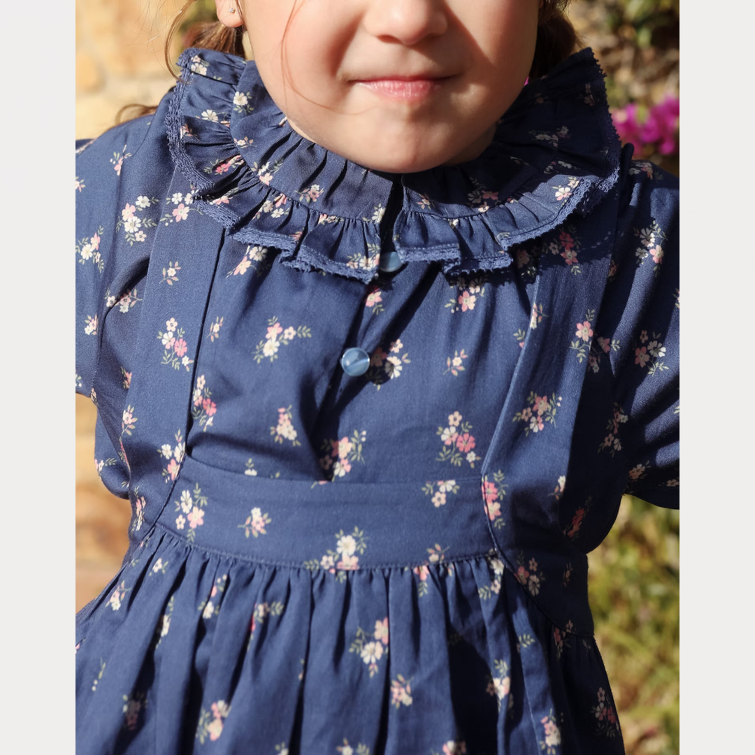 Early Sunday Cécile Blouse For Girls - Ditsy Bouquet Navy