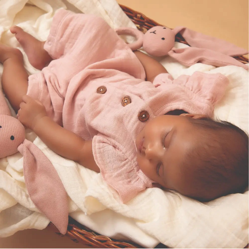 Cot &amp; Candy Baby Organic Muslin Half Romper-Pink Blush