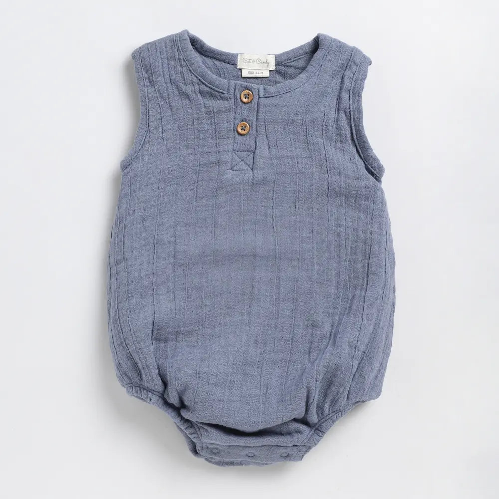 Cot &amp; Candy Baby Organic Muslin Bubble Romper Pack Of 2-White + Aqua