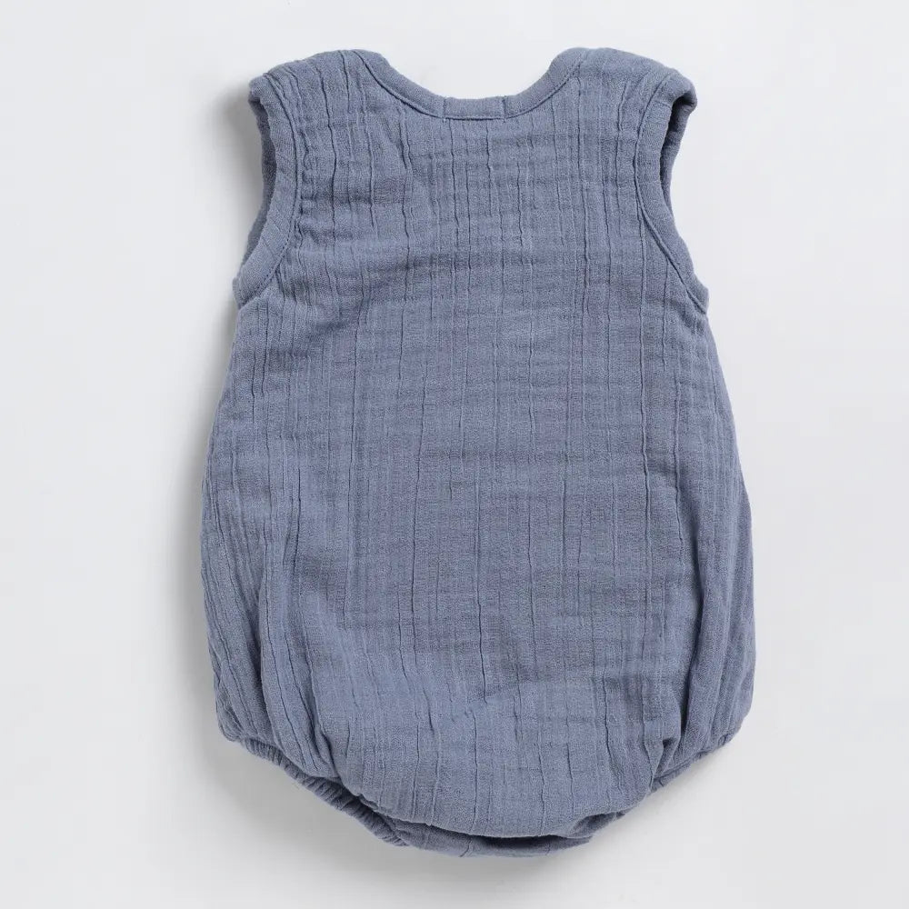 Cot &amp; Candy Baby Organic Muslin Bubble Romper Pack Of 2-White + Aqua