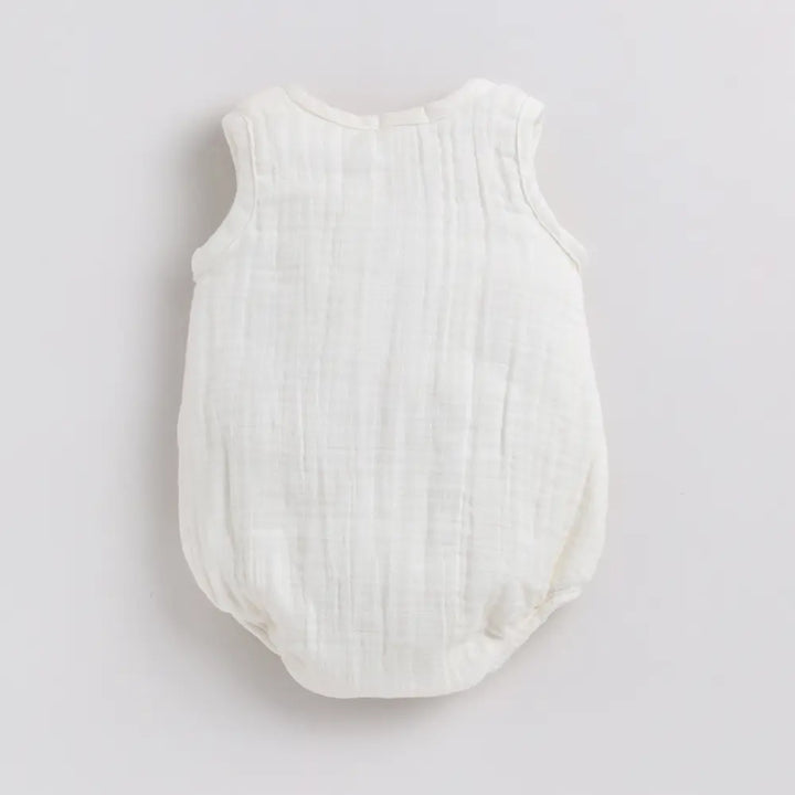 Cot &amp; Candy Baby Organic Muslin Bubble Romper Pack Of 2-White + Aqua