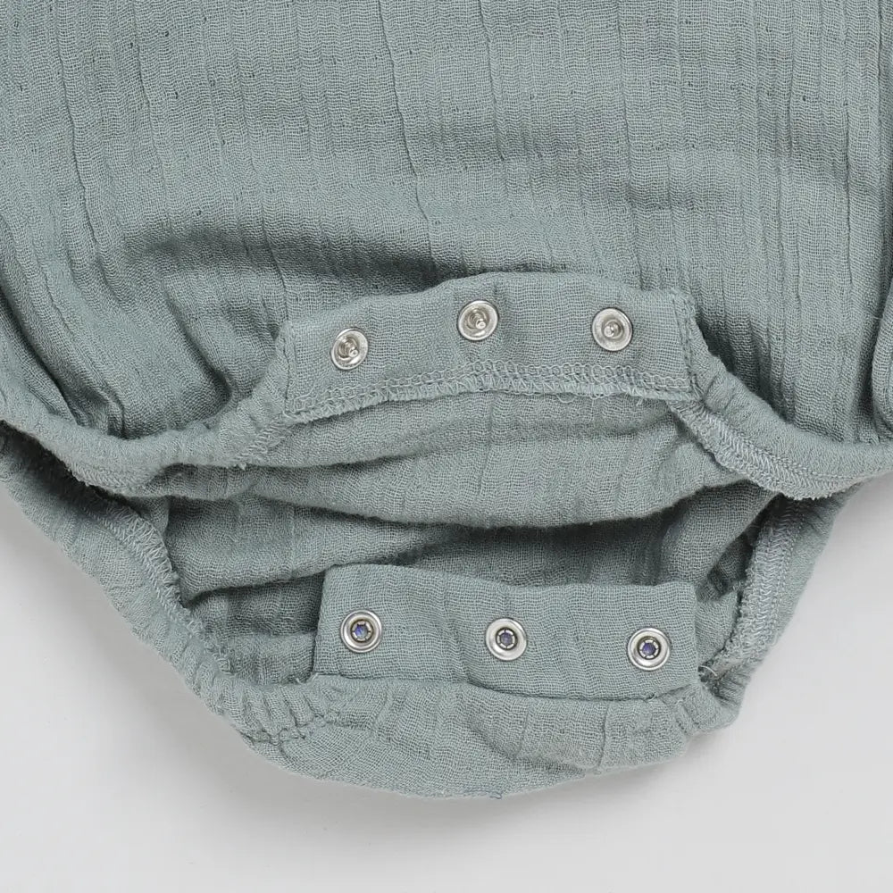 Cot &amp; Candy Baby Organic Muslin Bubble Romper Pack Of 2-White + Sage