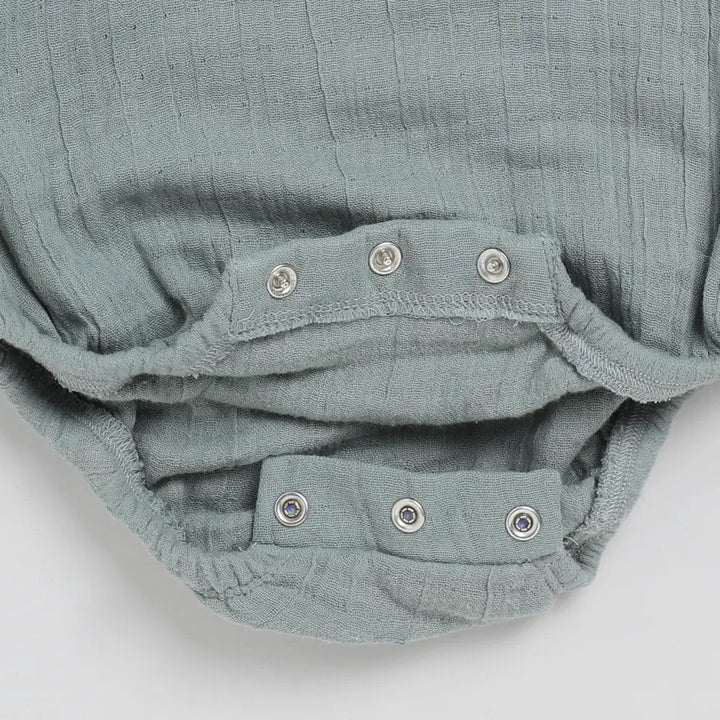 Cot &amp; Candy Baby Organic Muslin Bubble Romper Pack Of 2-White + Sage