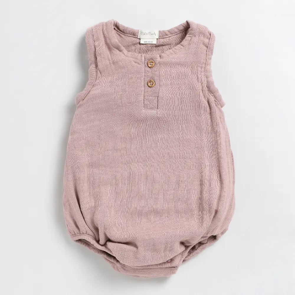 Cot &amp; Candy Baby Organic Muslin Bubble Romper Pack Of 2-Oatmeal + Blush Pink