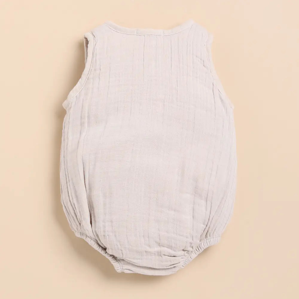 Cot &amp; Candy Baby Organic Muslin Bubble Romper Pack Of 2-White + Oatmeal