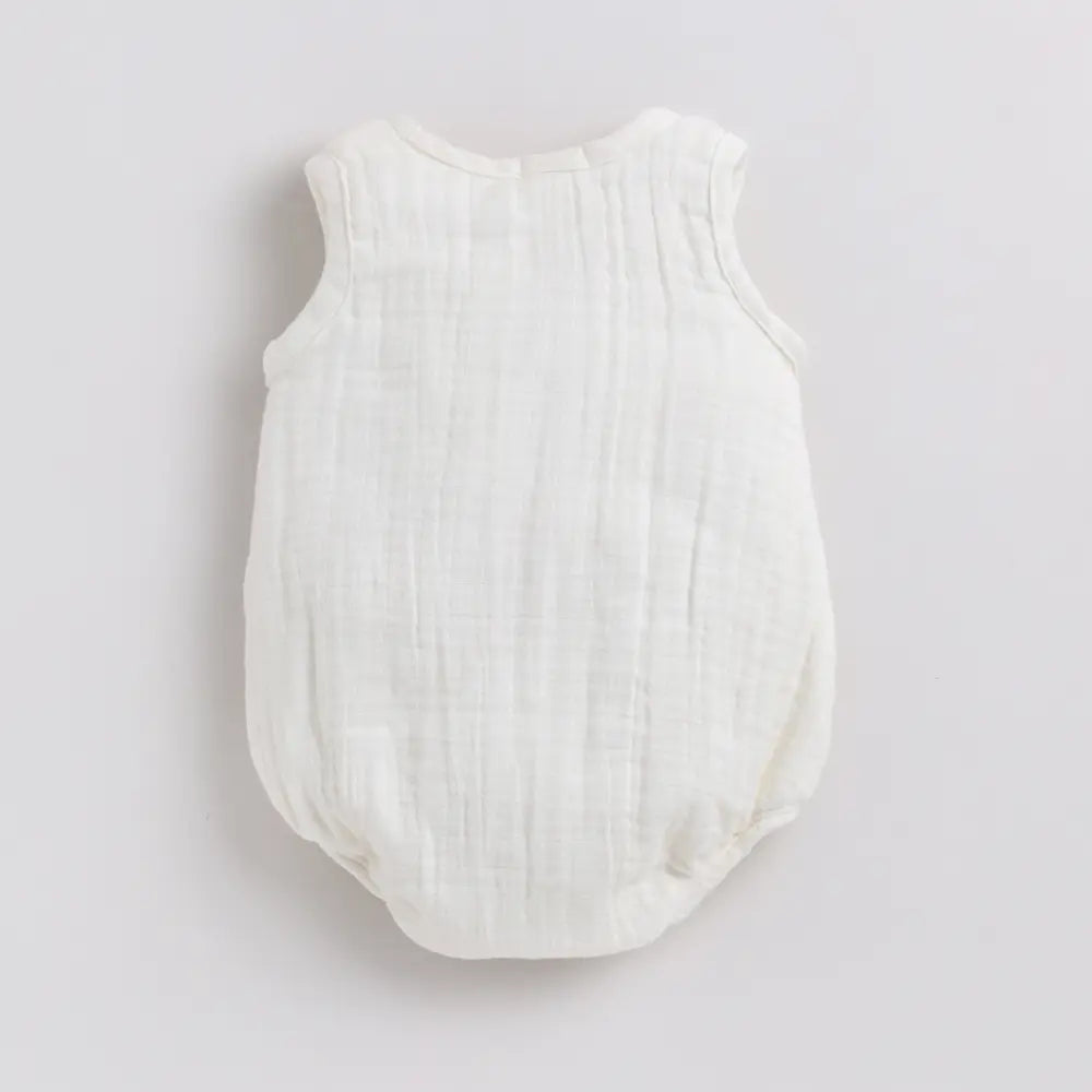 Cot &amp; Candy Baby Organic Muslin Bubble Romper Pack Of 2-White + Oatmeal