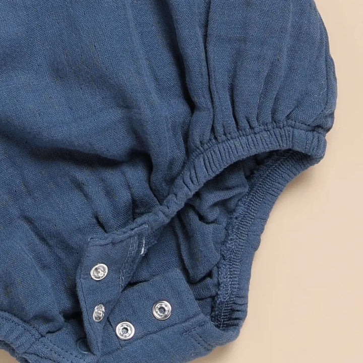 Cot &amp; Candy Baby Organic Muslin Bubble Romper Pack Of 2-Navy + Oatmeal