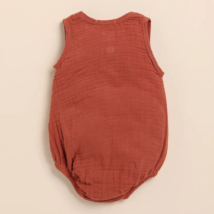 Cot &amp; Candy Baby Organic Muslin Bubble Romper Pack Of 2-Latte + Picante