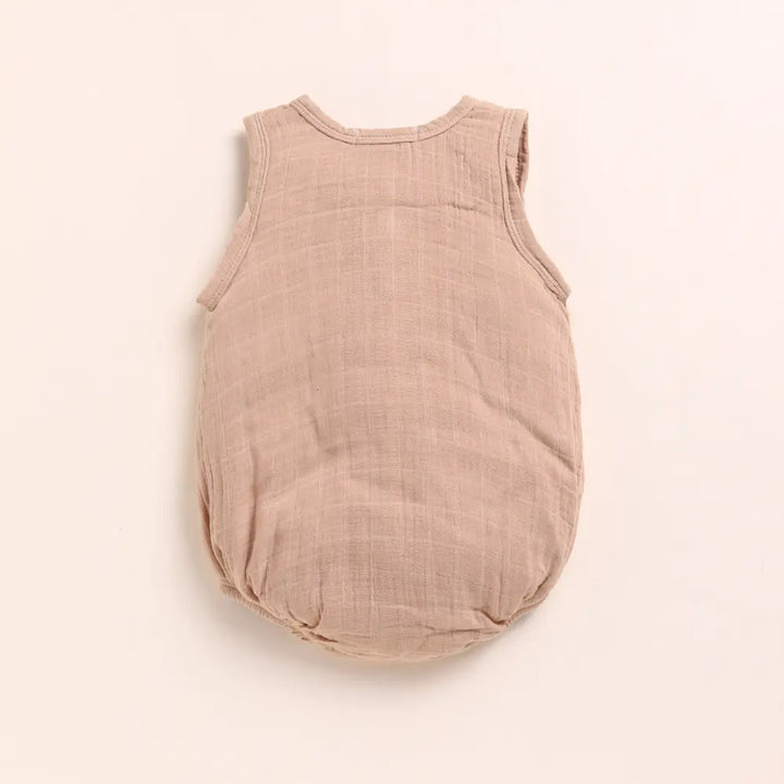 Cot &amp; Candy Baby Organic Muslin Bubble Romper Pack Of 2-Latte + Picante