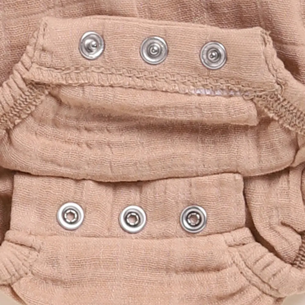 Cot &amp; Candy Baby Organic Muslin Bubble Romper Pack Of 2-Latte + Picante