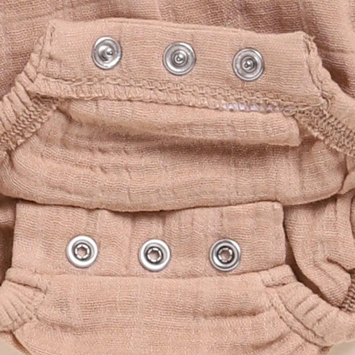 Cot &amp; Candy Baby Organic Muslin Bubble Romper Pack Of 2-Latte + Olive