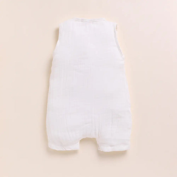 Cot &amp; Candy Baby Organic Muslin Half Romper Pack Of 2-White + Olive