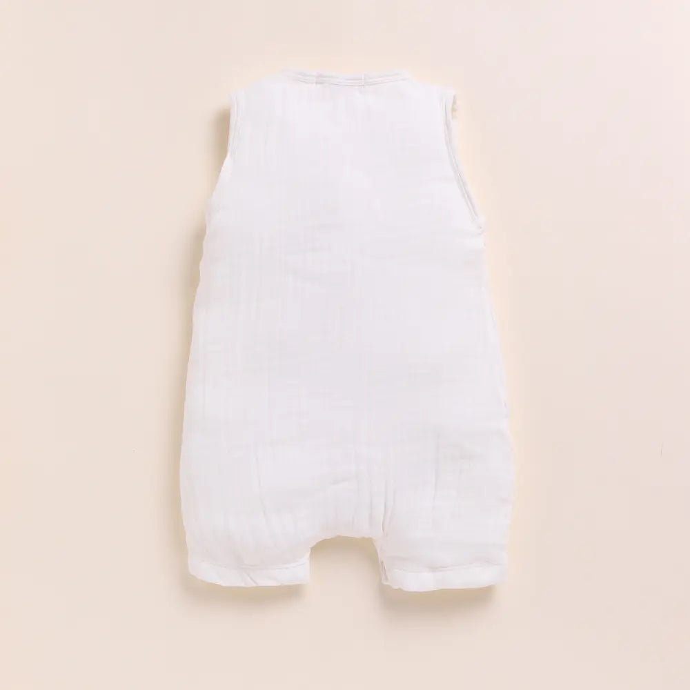 Cot &amp; Candy Baby Organic Muslin Half Romper Pack Of 2-White + Picante