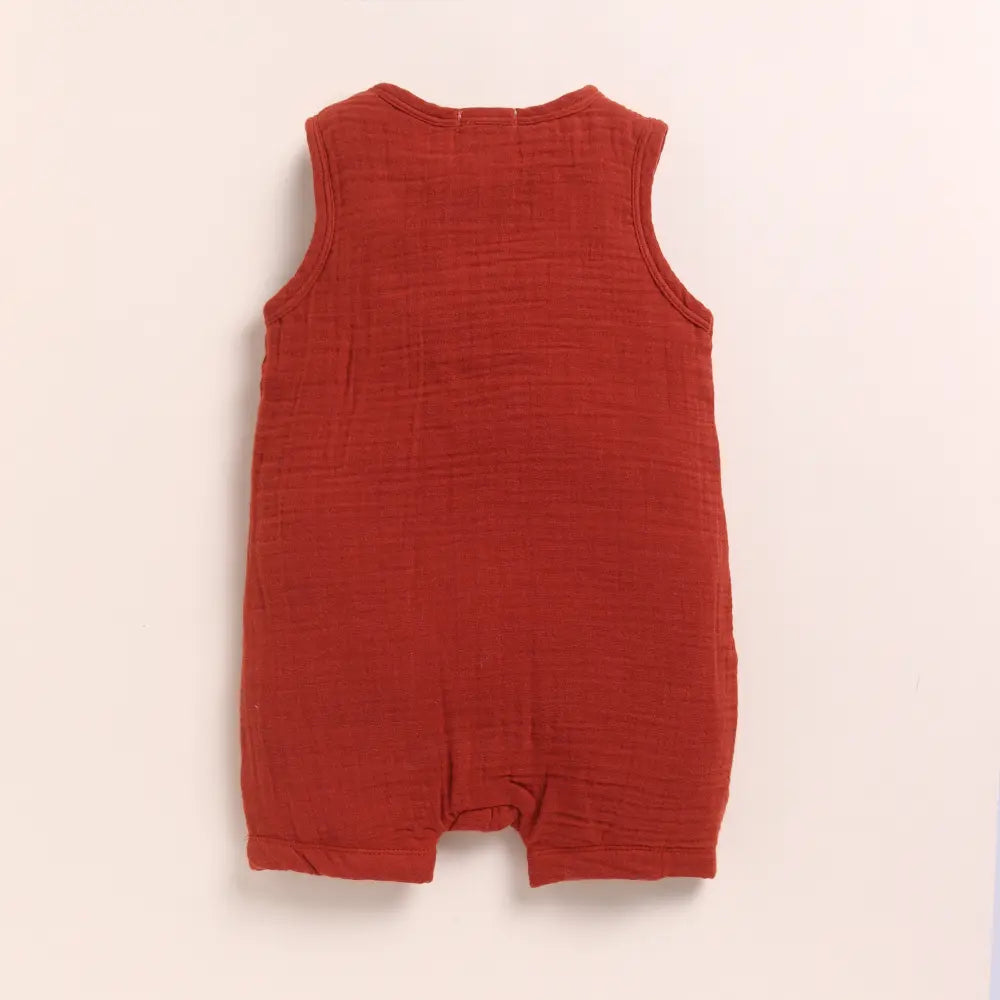 Cot &amp; Candy Baby Organic Muslin Half Romper Pack Of 2-Oatmeal + Picante
