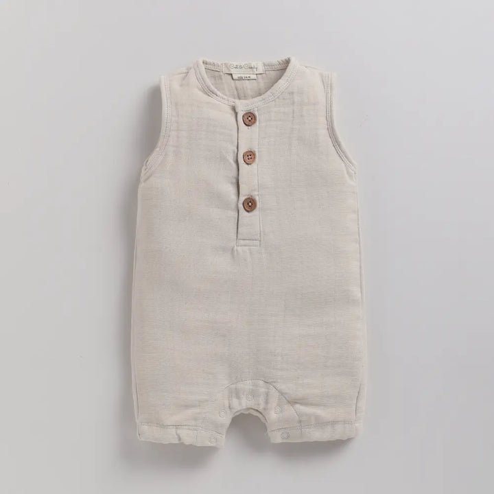 Cot &amp; Candy Baby Organic Muslin Half Romper Pack Of 2-Oatmeal + Picante