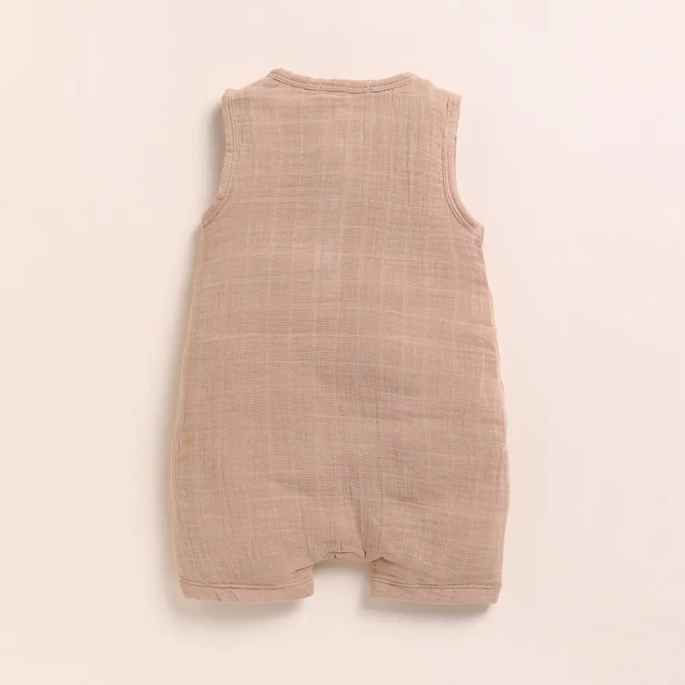 Cot &amp; Candy Baby Organic Muslin Half Romper Pack Of 2-Latte + Olive