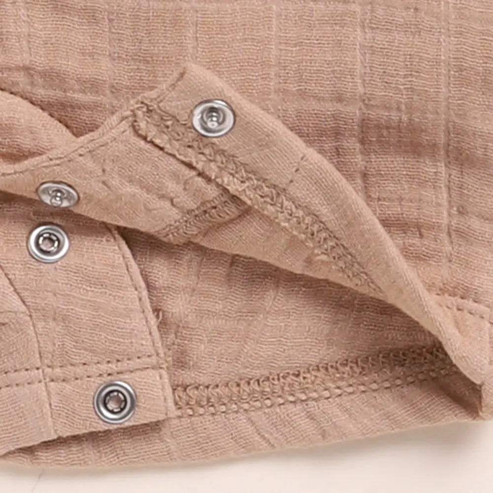 Cot &amp; Candy Baby Organic Muslin Half Romper Pack Of 2-Latte + Picante