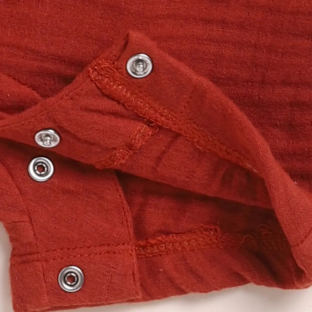 Cot &amp; Candy Baby Organic Muslin Half Romper Pack Of 2-Latte + Picante