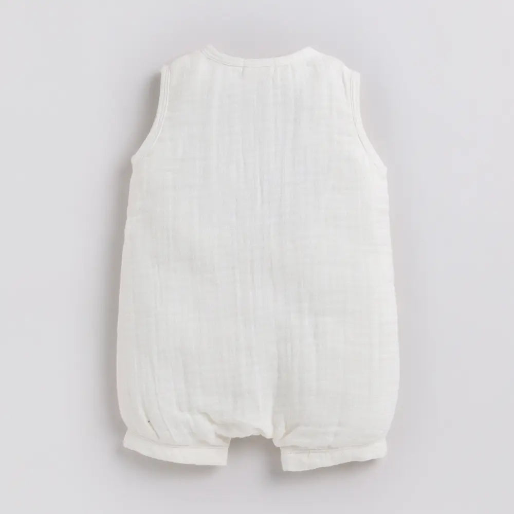 Cot &amp; Candy Baby Organic Muslin Half Romper Pack Of 2-Milk + Sage