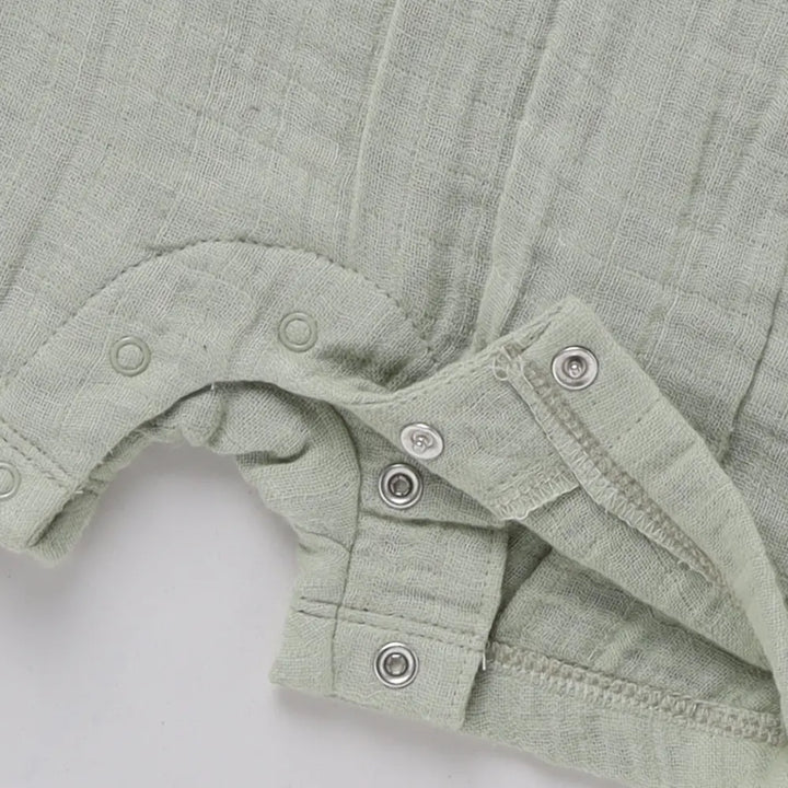 Cot &amp; Candy Baby Organic Muslin Half Romper Pack Of 2-Milk + Sage