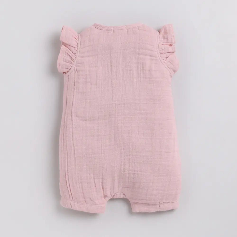 Cot &amp; Candy Baby Organic Muslin Half Romper Pack Of 2-Milk + Pink Blush