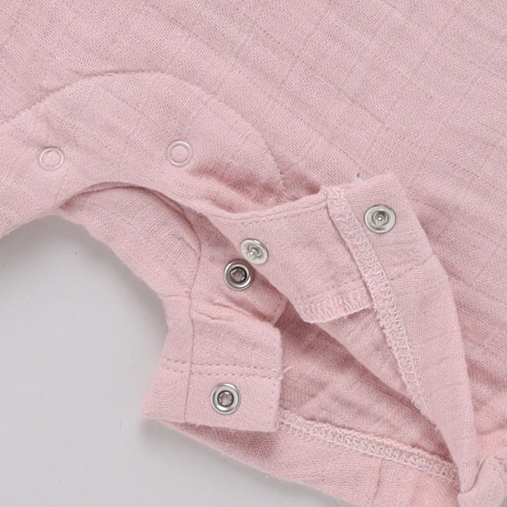 Cot &amp; Candy Baby Organic Muslin Half Romper Pack Of 2-Milk + Pink Blush