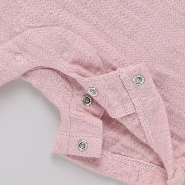 Cot &amp; Candy Baby Organic Muslin Half Romper Pack Of 2-Milk + Pink Blush