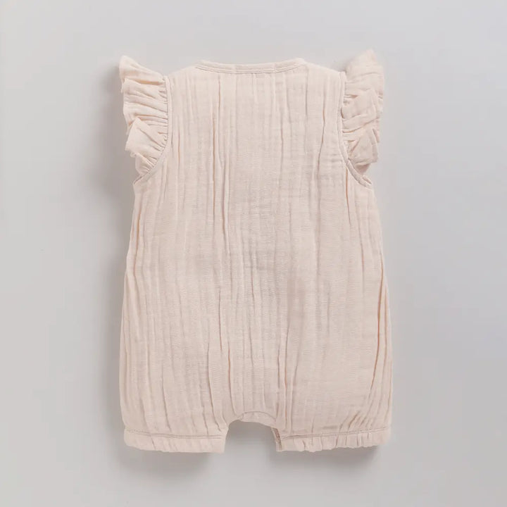 Cot &amp; Candy Baby Organic Muslin Half Romper Pack Of 2-Milk + Petal Pink