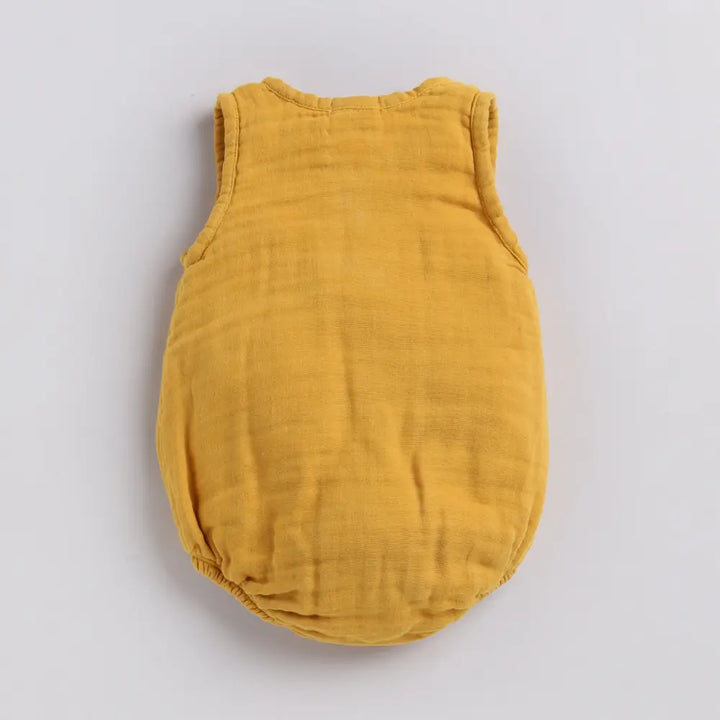 Cot &amp; Candy Baby Organic Muslin Bubble Romper Pack Of 2-White + Mustard