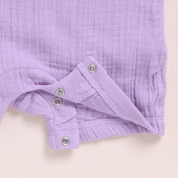 Cot &amp; Candy Baby Organic Muslin Half Romper Pack Of 2-Lilac + Lavender Haze