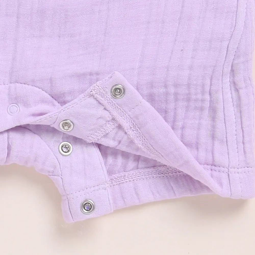 Cot &amp; Candy Baby Organic Muslin Half Romper Pack Of 2-Lilac + Lavender Haze