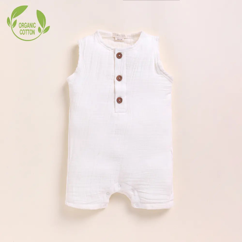 Cot &amp; Candy Baby Organic Muslin Half Romper Pack Of 2-Milk + Lilac