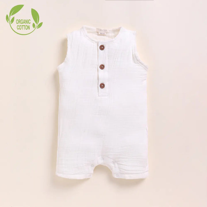 Cot &amp; Candy Baby Organic Muslin Half Romper Pack Of 2-Milk + Lilac