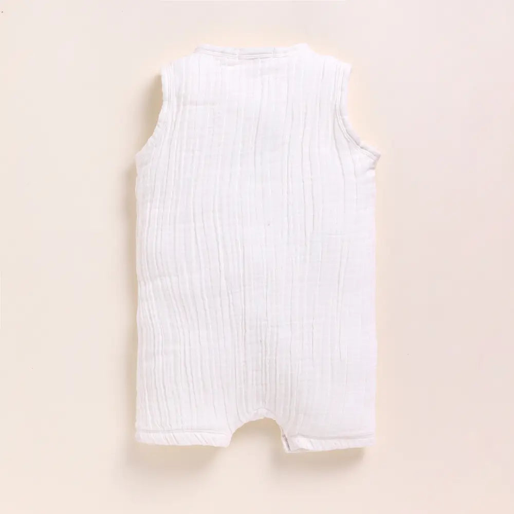 Cot &amp; Candy Baby Organic Muslin Half Romper Pack Of 2-Milk + Lilac