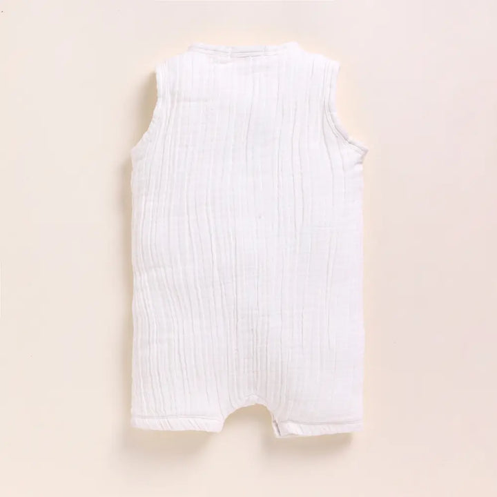 Cot &amp; Candy Baby Organic Muslin Half Romper Pack Of 2-Milk + Lilac