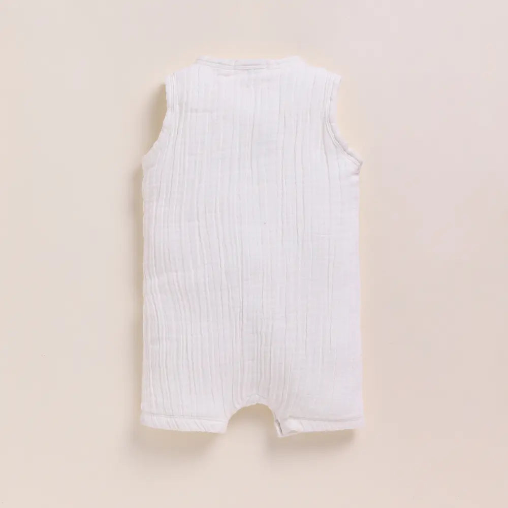 Cot &amp; Candy Baby Organic Muslin Half Romper Pack Of 2-Milk + Lavender Haze