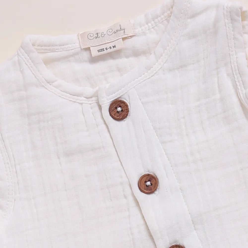 Cot &amp; Candy Baby Organic Muslin Half Romper Pack Of 2-Milk + Lavender Haze