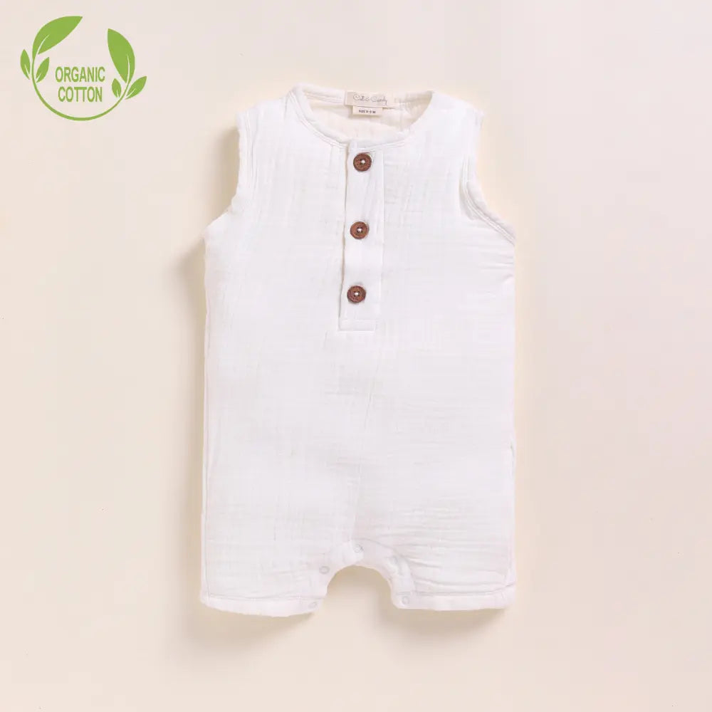 Cot &amp; Candy Baby Organic Muslin Half Romper Pack Of 2-Milk + Cocoa Whisper