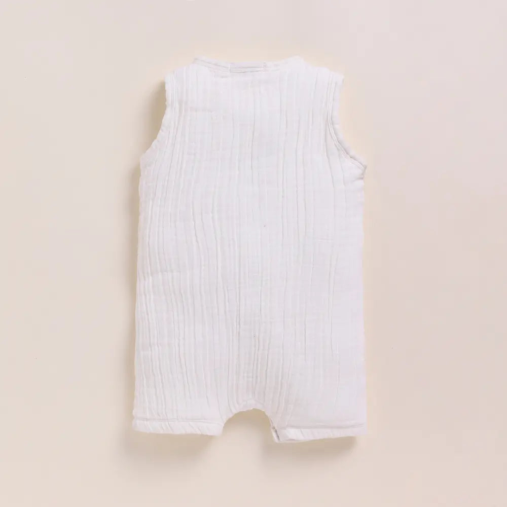 Cot &amp; Candy Baby Organic Muslin Half Romper Pack Of 2-Milk + Cocoa Whisper
