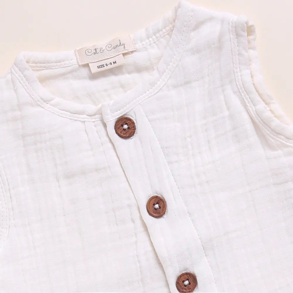 Cot &amp; Candy Baby Organic Muslin Half Romper Pack Of 2-Milk + Cocoa Whisper