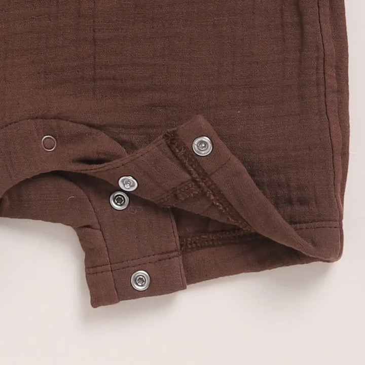 Cot &amp; Candy Baby Organic Muslin Half Romper Pack Of 2-Latte + Cocoa Whisper
