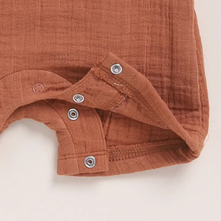 Cot &amp; Candy Baby Organic Muslin Half Romper Pack Of 2-Ginger + Cocoa Whisper