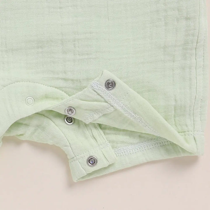 Cot &amp; Candy Baby Organic Muslin Half Romper Pack Of 2-Olive + Pistachio Cream