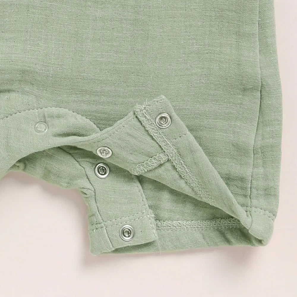 Cot &amp; Candy Baby Organic Muslin Half Romper Pack Of 2-Pistachio Cream + Sage