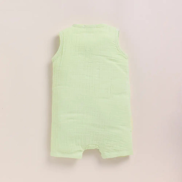 Cot &amp; Candy Baby Organic Muslin Half Romper Pack Of 2-Pistachio Cream + Sage