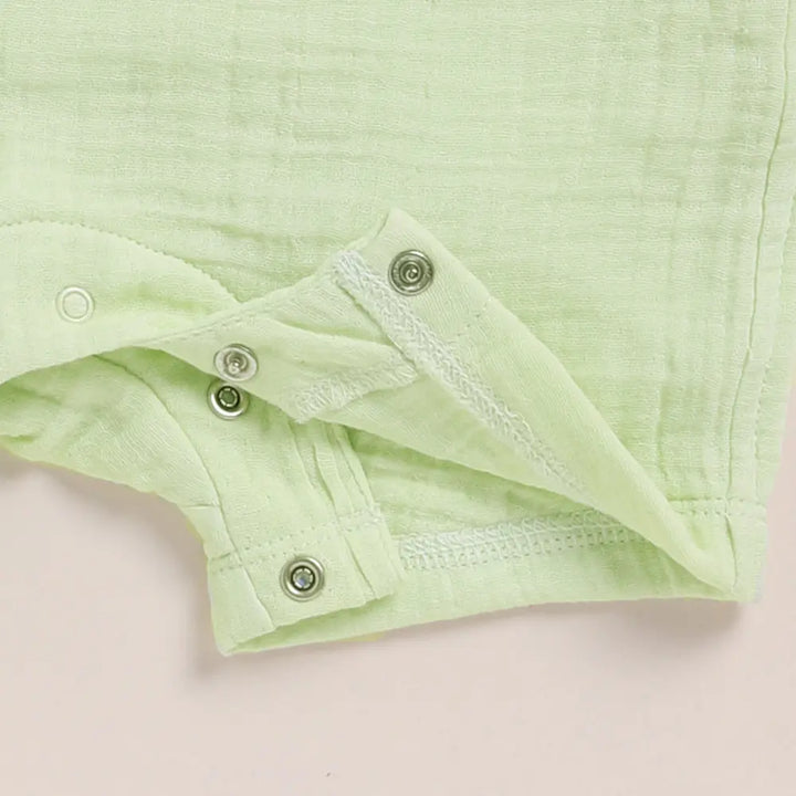 Cot &amp; Candy Baby Organic Muslin Half Romper Pack Of 2-Pistachio Cream + Sage
